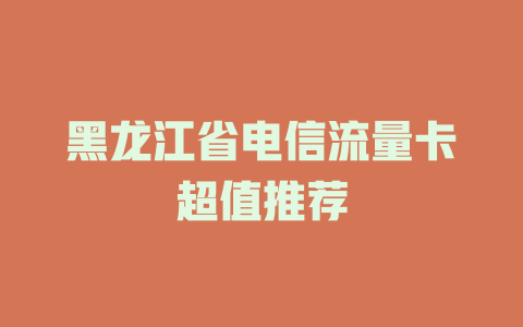 黑龙江省电信流量卡超值推荐