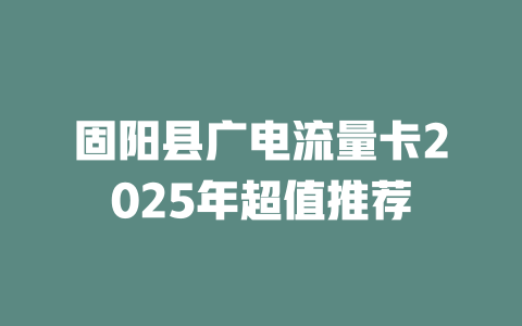 固阳县广电流量卡2025年超值推荐