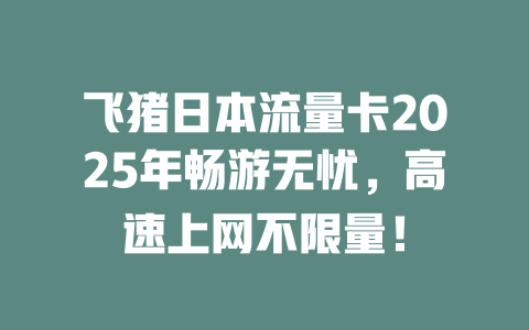 飞猪日本流量卡2025年畅游无忧，高速上网不限量！