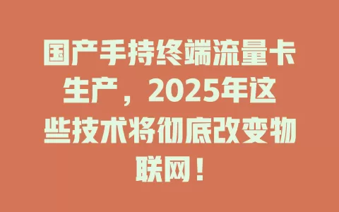 国产手持终端流量卡生产，2025年这些技术将彻底改变物联网！