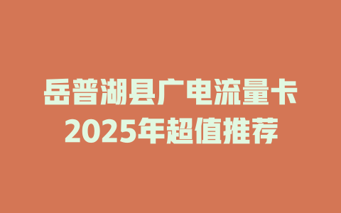 岳普湖县广电流量卡2025年超值推荐