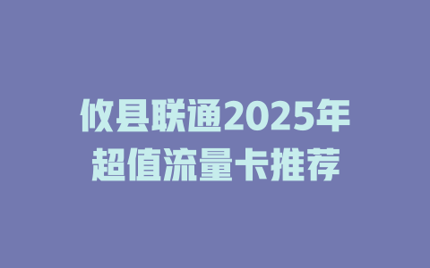 攸县联通2025年超值流量卡推荐
