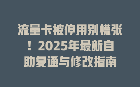 流量卡被停用别慌张！2025年最新自助复通与修改指南
