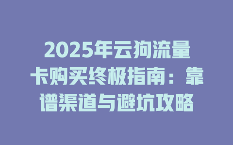 2025年云狗流量卡购买终极指南：靠谱渠道与避坑攻略