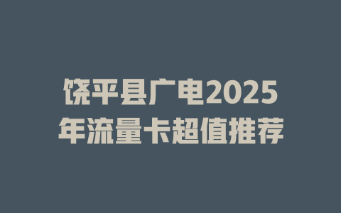 饶平县广电2025年流量卡超值推荐