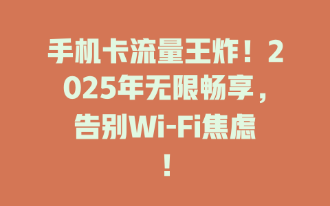 手机卡流量王炸！2025年无限畅享，告别Wi-Fi焦虑！