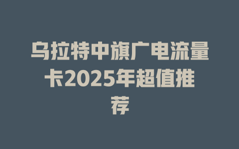 乌拉特中旗广电流量卡2025年超值推荐