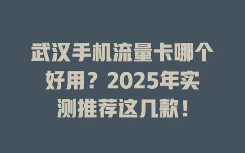 武汉手机流量卡哪个好用？2025年实测推荐这几款！