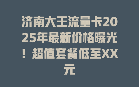 济南大王流量卡2025年最新价格曝光！超值套餐低至XX元