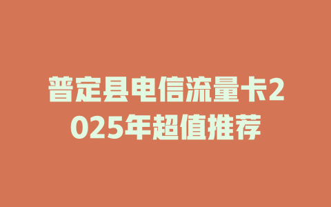 普定县电信流量卡2025年超值推荐