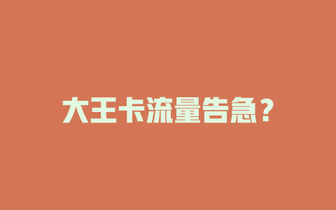 大王卡流量告急？