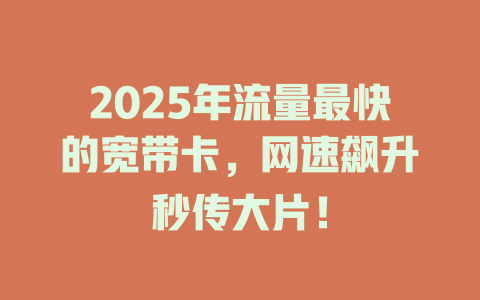 2025年流量最快的宽带卡，网速飙升秒传大片！