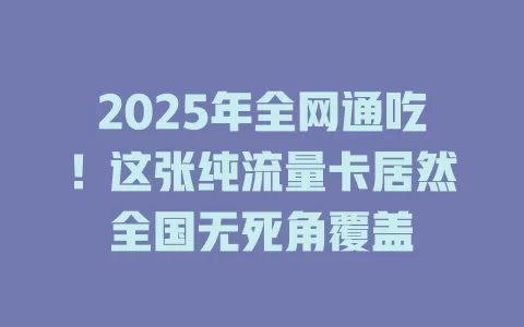 2025年全网通吃！这张纯流量卡居然全国无死角覆盖