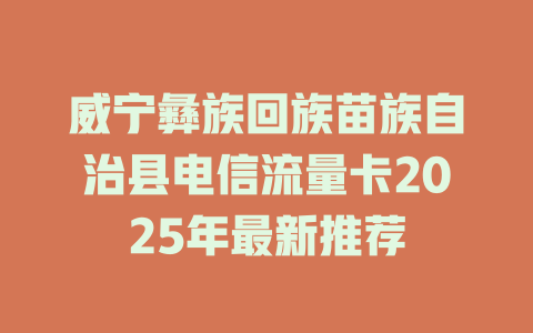 威宁彝族回族苗族自治县电信流量卡2025年最新推荐