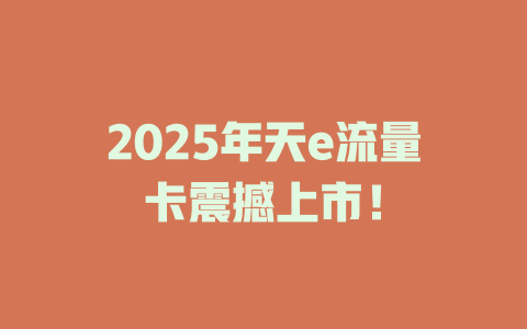 2025年天e流量卡震撼上市！