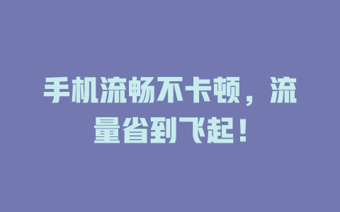 手机流畅不卡顿，流量省到飞起！