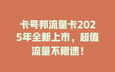 卡号邦流量卡2025年全新上市，超值流量不限速！