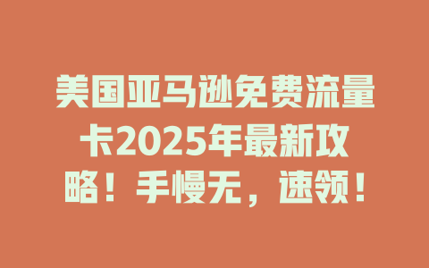 美国亚马逊免费流量卡2025年最新攻略！手慢无，速领！