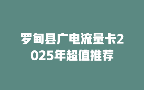罗甸县广电流量卡2025年超值推荐