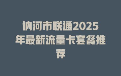 讷河市联通2025年最新流量卡套餐推荐