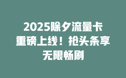2025除夕流量卡重磅上线！抢头条享无限畅刷