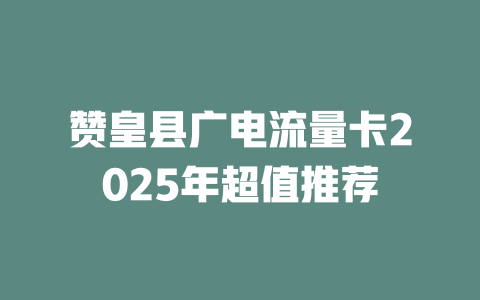 赞皇县广电流量卡2025年超值推荐