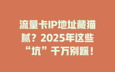 流量卡IP地址藏猫腻？2025年这些“坑”千万别踩！