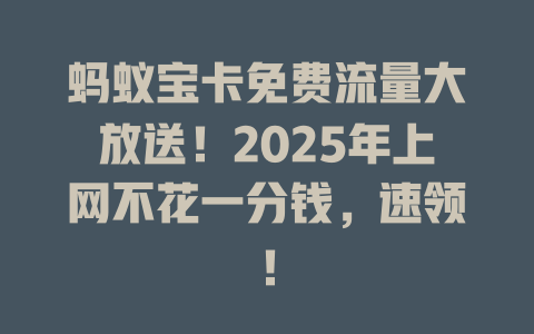 蚂蚁宝卡免费流量大放送！2025年上网不花一分钱，速领！