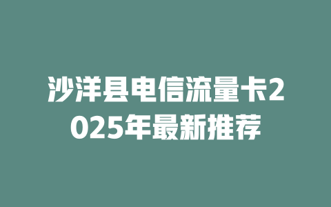 沙洋县电信流量卡2025年最新推荐