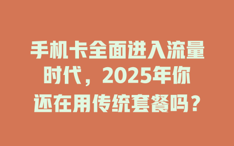 手机卡全面进入流量时代，2025年你还在用传统套餐吗？