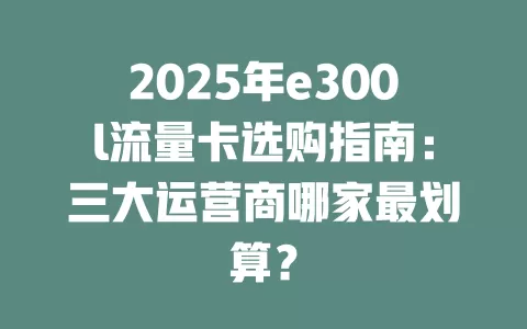 2025年e300l流量卡选购指南：三大运营商哪家最划算？