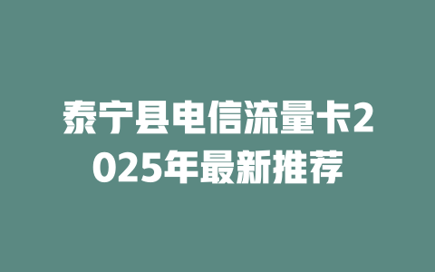泰宁县电信流量卡2025年最新推荐