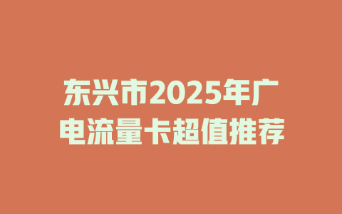 东兴市2025年广电流量卡超值推荐