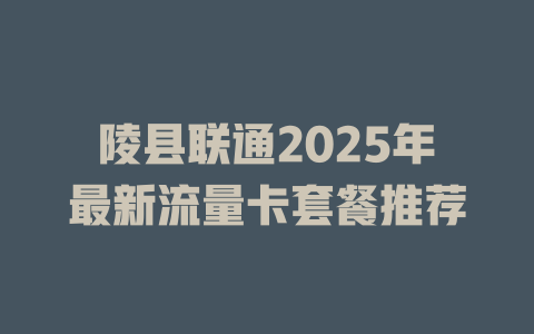 陵县联通2025年最新流量卡套餐推荐