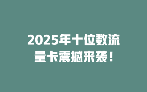 2025年十位数流量卡震撼来袭！