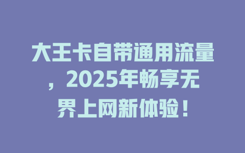 大王卡自带通用流量，2025年畅享无界上网新体验！