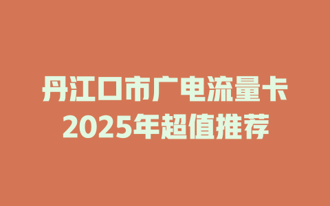 丹江口市广电流量卡2025年超值推荐