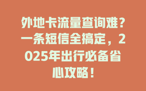 外地卡流量查询难？一条短信全搞定，2025年出行必备省心攻略！