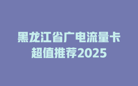 黑龙江省广电流量卡超值推荐2025