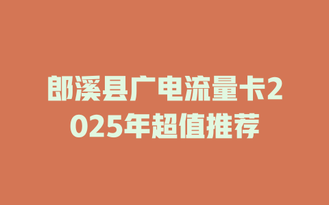 郎溪县广电流量卡2025年超值推荐