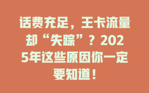 话费充足，王卡流量却“失踪”？2025年这些原因你一定要知道！