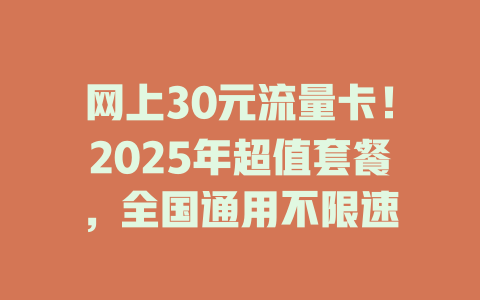 网上30元流量卡！2025年超值套餐，全国通用不限速