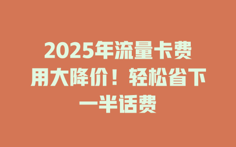 2025年流量卡费用大降价！轻松省下一半话费