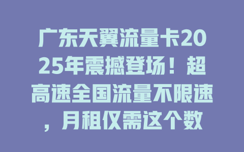 广东天翼流量卡2025年震撼登场！超高速全国流量不限速，月租仅需这个数