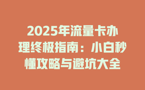 2025年流量卡办理终极指南：小白秒懂攻略与避坑大全
