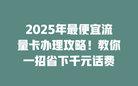 2025年最便宜流量卡办理攻略！教你一招省下千元话费