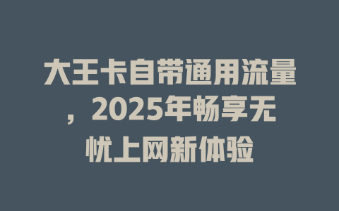大王卡自带通用流量，2025年畅享无忧上网新体验