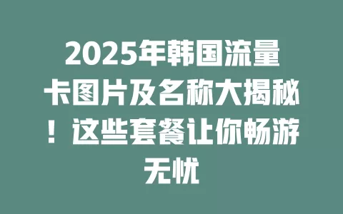 2025年韩国流量卡图片及名称大揭秘！这些套餐让你畅游无忧