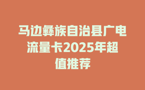 马边彝族自治县广电流量卡2025年超值推荐