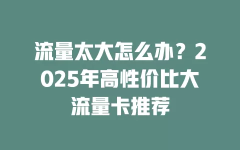 流量太大怎么办？2025年高性价比大流量卡推荐